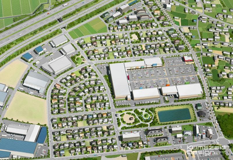 KD-10 都市開発計画 区画パース 鳥瞰 マスタープラン 説明 手書きパース